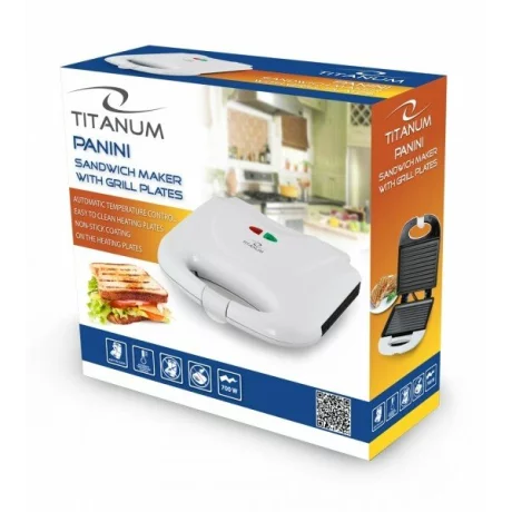 Prajitor de paine tip Sandwich maker Esperanza Panini, TKT004W, 700W, Alb