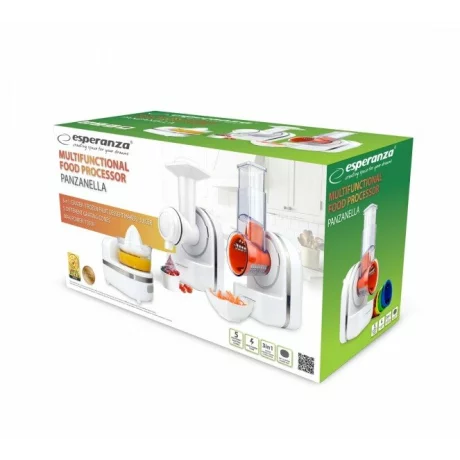 Robot de bucatarie Esperanza Panzanella, EKM027, 150W, 3 in 1, razatoare/aparat pentru deserturi cu fructe congelate/storcator fructe, Alb