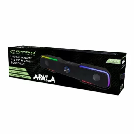 Soundbar Esperanza Apala, EGS101, 6W, Usb + 3.5 mini jack, iluminare Led