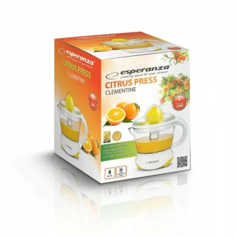 Storcator de citrice Esperanza Clementine, EKJ001, 25W, 0.7l, Alb/Galben