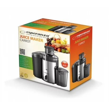 Storcator de fructe si legume Esperanza Carrot, EKJ002, 500W, 21.000rpm, Inox/Plastic