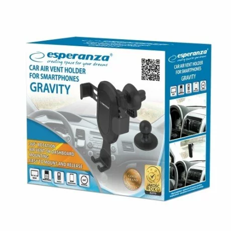 Suport auto pentru telefon universal Esperanza Gravity, EMH131, Negru