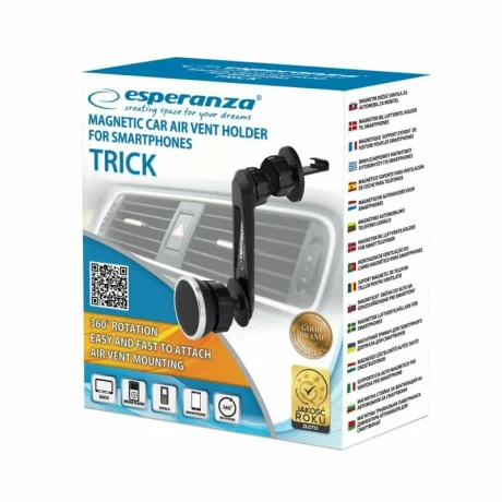 Suport auto pentru telefon universal Esperanza Trick, EMH130, magnetic, Negru