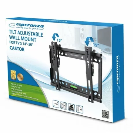 Suport Perete Esperanza Castor, ERW010, 14&quot; - 50&quot;, 25 kg, Negru