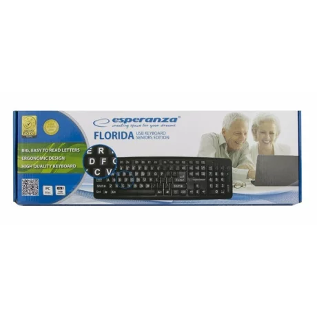 Tastatura pentru seniori Esperanza Florida, EK129, pentru seniori, 104 taste largi, Negru