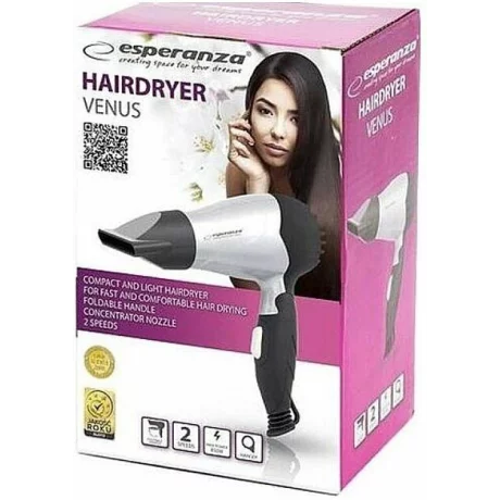 Uscator de par Esperanza Venus, EBH002S, maner pliabil, 850W, Argintiu