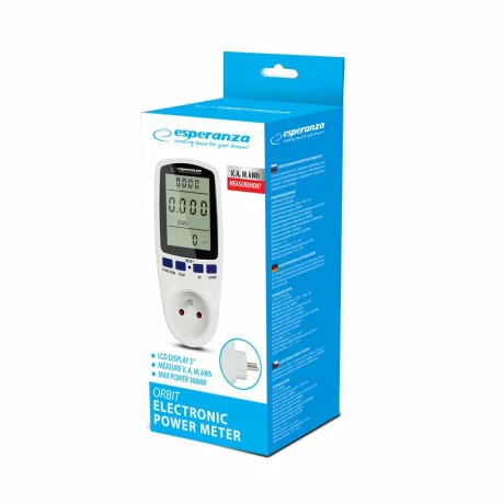 Aparat de masura si control Esperanza Orbit, ELA103, LCD 3&quot;, masoara V, A, W kWh, 3680W, Alb