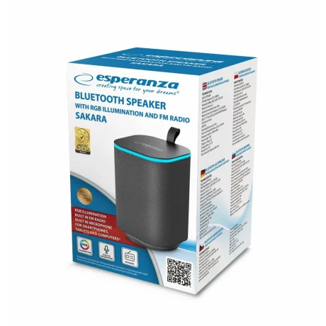 Boxa portabila Esperanza Sakara, EP155, RGB , 10W, USB, Negru