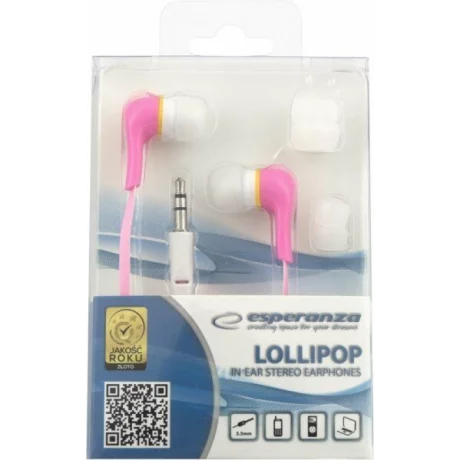 Casti stereo Esperanza Lollipop, EH146P, Roz