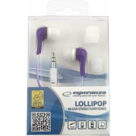 Casti stereo Esperanza Lollipop, EH146V, Violet
