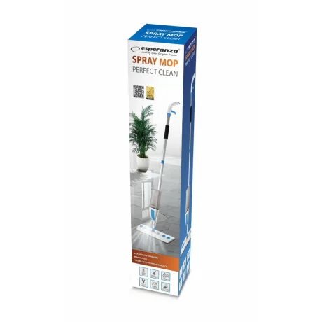 Mop cu spray Esperanza Perfect Clean 003, EHS003, 126cm, cap mobil, microfibra, rezervor 600ml, Alb