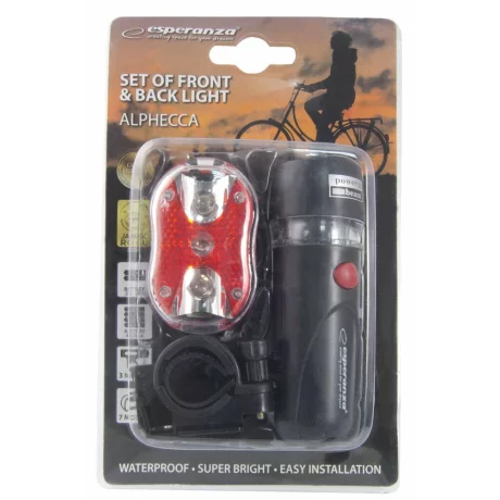Set lanterna si stop bicicleta, Esperanza EOT015, LED, impermeabil, model universal, Negru