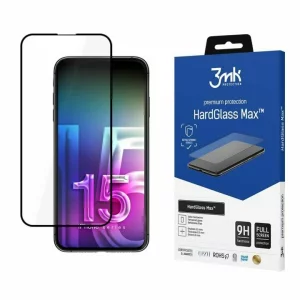 Folie de protectie 3mk HardGlass Max pentru iPhone 15 Pro Max, Negru