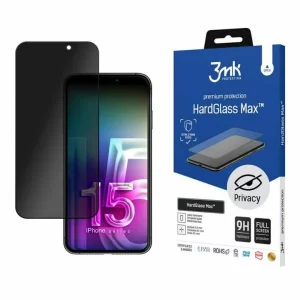 Folie de protectie 3mk HardGlass Max Privacy pentru iPhone 15 Pro, Negru