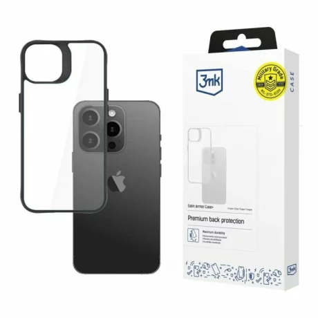 Husa de protectie 3mk Satin Armor Case+ pentru iPhone 15 Pro, Transparent