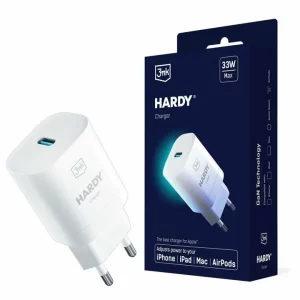 Incarcator Retea 3mk, Hardy GaN, Quick Charge, 33W, 1 X USB Type-C, Alb