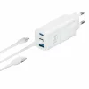 Incarcator Retea 3mk, HyperCharger, GaN, Quick Charge, 65W, 1 X USB - 2 x USB Type-C, Alb