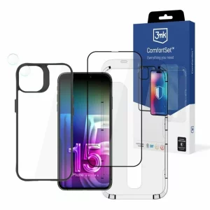 Set 4in1-Husa Armor Case+, Folie Tempered Glass 9H, Folie camera Lens Protection, Rama profesionala aplicat folie- pentru iPhone 15 Plus
