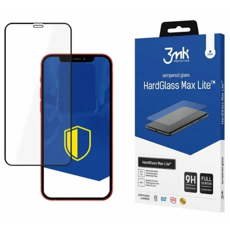 Folie sticla 3MK Hardglass Max Lite, pentru iPhone 12 Mini, Negru