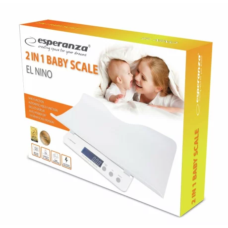 Cantar electronic 2in1 pentru bebelusi si copii Esperanza El Nino, EBS017, 100 kg, ecran LCD, cantarire precisa, Alb