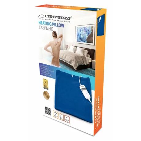 Perna electrica Esperanza Cashmere, EHB004, 60W, 40x32cm, 3 nivele de temperatura, Albastru