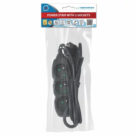 Prelungitor Esperanza ELK203K, 3 prize, 1.5m, Negru