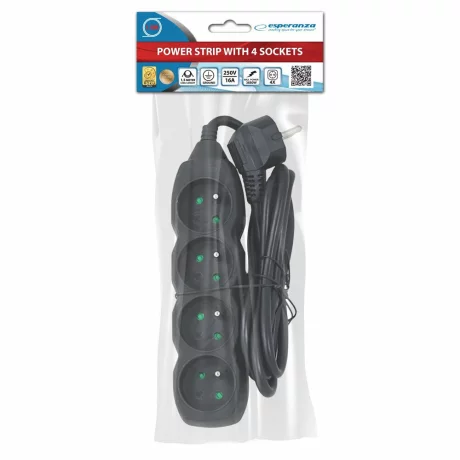 Prelungitor Esperanza ELK205K, 4 prize, 1.5m, Negru