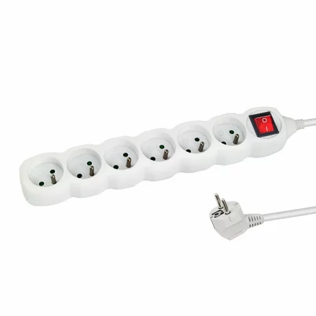 Prelungitor Esperanza ELK217W, switch ON/OFF, 6 prize, 1.5m, Alb
