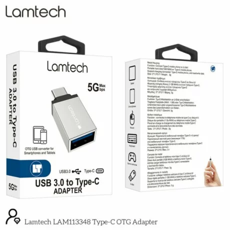 Adaptor OTG Lamtech, USB3.0 to Type-C, 5GBps, Argintiu LAM113348