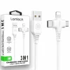 Cablu Date si Incarcare Lamtech, 3in1, USB la Type-C/Lightning/Micro USB, 2A, 1m, Alb