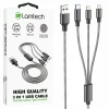 Cablu Date si Incarcare Lamtech, 3in1, USB la Type-C/Lightning/Micro USB, Invelis metalic, 2A, 1m, Negru