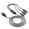 Cablu Date si Incarcare Lamtech, 3in1, USB la Type-C/Lightning/Micro USB, Invelis metalic, 2A, 1m, Negru
