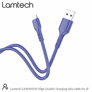 Cablu Date si Incarcare Lamtech, USB la Lightning, 2.4A, 1m, Albastru