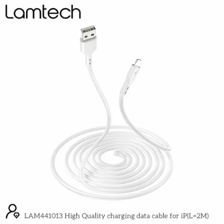 Cablu Date si Incarcare Lamtech, USB la Lightning, 2.4A, 2m, Alb