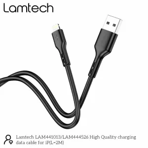 Cablu Date si Incarcare Lamtech, USB la Lightning, 2.4A, 2m, Negru