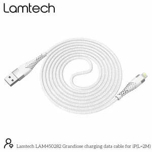 Cablu Date si Incarcare Lamtech, USB la Lightning, Incasabil, 2A, 2m, Argintiu