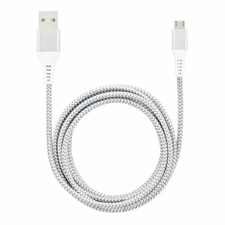 Cablu Date si Incarcare Lamtech, USB la MicroUSB, Incasabil, 2A, 2m, Argintiu