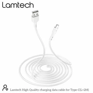 Cablu Date si Incarcare Lamtech, USB la Type-C, 2.4A, 2m, Alb