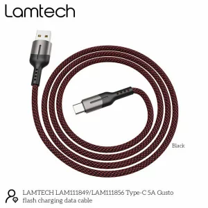 Cablu Date si Incarcare Lamtech, USB la Type-C, 5A, 1.2m, Negru