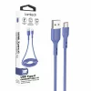 Cablu Date si Incarcare Lamtech, USB la Type-C, Plat, 2.4A, 1m, Albastru