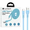 Cablu Date si Incarcare Lamtech, USB la Type-C, Plat, 3A, 1m, Albastru