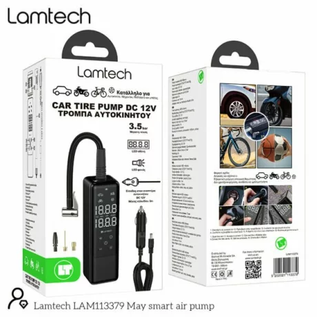 Compresor auto Lamtech, DC12V ,3.5BAR, Ecran LCD, Negru