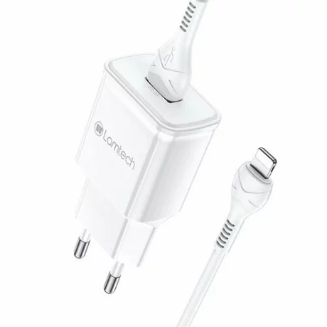 Incarcator retea Lamtech, 18W, QC3.0, 1xUSB, Cablu Lightning 1m inclus, Alb