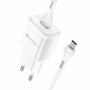 Incarcator retea Lamtech, 18W, QC3.0, 1xUSB, Cablu Type-C 1m inclus, Alb