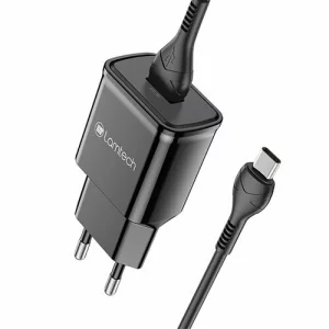 Incarcator retea Lamtech, 18W, QC3.0, 1xUSB, Cablu Type-C 1m inclus, Negru