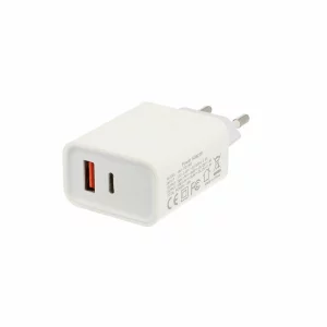 Incarcator retea Lamtech, 18W, QC3.0, 1xUSB, PD, 1xUSB Type-C, Alb