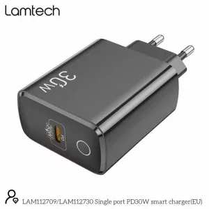 Incarcator retea Lamtech, PD, 30W, 1xUSB Type-C, Negru