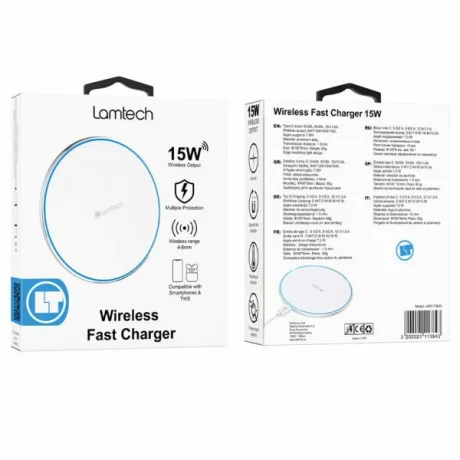 Incarcator wireless Lamtech, 15W, Alb