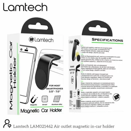 Suport auto Lamtech, Magnetic, Grila de ventilatie, Negru