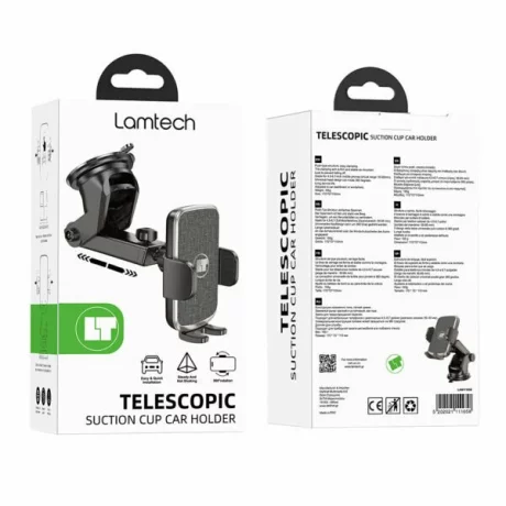 Suport auto Lamtech, Telescopic, Bord/Parbriz. Negru